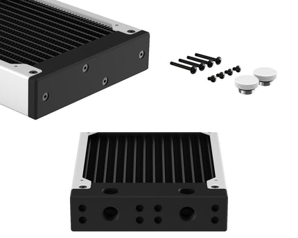 PrimoChill 120SL (30mm) EXIMO Modular Radiator, Black POM, 1x120mm, Single Fan (R-SL-BK12) Available in 20+ Colors, Assembled in USA and Custom Watercooling Loop Ready - Sky White