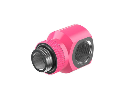 PrimoChill InterConnectSX Flat 90 Degree Rotary Fitting (FAF90) – Enhanced PC Cooling with Sleek Aesthetics - Available in 20+ Colors, Custom Watercooling Loop Ready - UV Pink