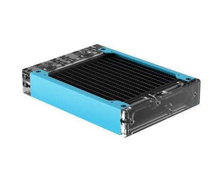 PrimoChill 120SL (30mm) EXIMO Modular Radiator, Clear Acrylic, 1x120mm, Single Fan (R-SL-A12) Available in 20+ Colors, Assembled in USA and Custom Watercooling Loop Ready - Sky Blue