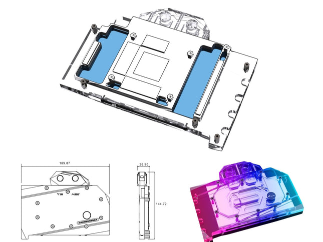 Bykski Full Coverage GPU Water Block and Backplate For ASUS ATS Geforce RTX 4070 O12G V2 Gaming  (N-AS4070ATSV2-X)