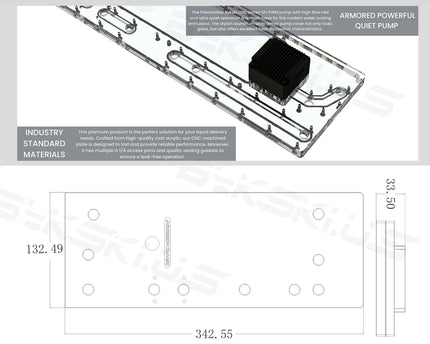 Bykski Distro Plate For PHANTEKS MG-NE620Q - PMMA w/ 5v Addressable RGB(RBW) (RGV-PHA-MG620Q-P-K) - DDC Pump With Armor