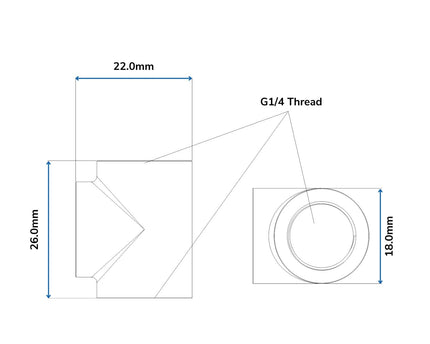 Bykski G 1/4in. Triple Female 90 Degree T Adapter Fitting (CC-TE3-X-V2) - Grey