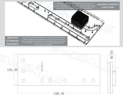 Bykski Distro Plate For Lian Li O11 - PMMA w/ 5v Addressable RGB (RBW) (RGV-LAN-011-P-K) - DDC Pump With Armor