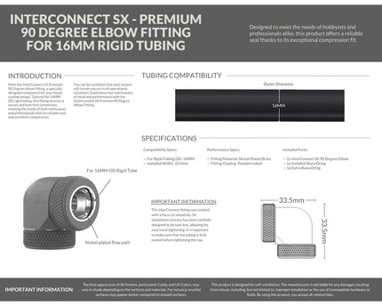PrimoChill InterConnect SX Premium 90 Degree Elbow Adapter Fitting For 16MM Rigid Tubing (FA-9016) - TX Matte Gun Metal