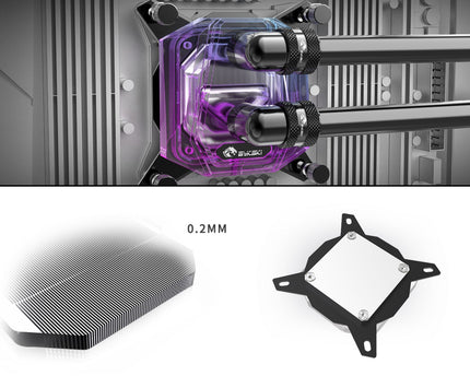 Bykski CPU-XPR-B-M-V2 High-Efficiency CPU Water Cooling Block - Featuring High Flow Optimized 0.2mm Fins - Geometric Design - for AMD Ryzen 3/5/7/9 (AM4/AM5) - Silver