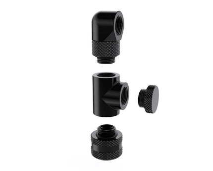 Bykski G 1/4in. Triple Female 90 Degree T Adapter Fitting (CC-TE3-X-V2) - Black