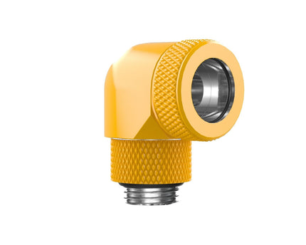 PrimoChill InterConnect SX Premium G1/4 to 90 Degree Adapter Fitting For 16MM Rigid Tubing (FA-G9016) - Yellow