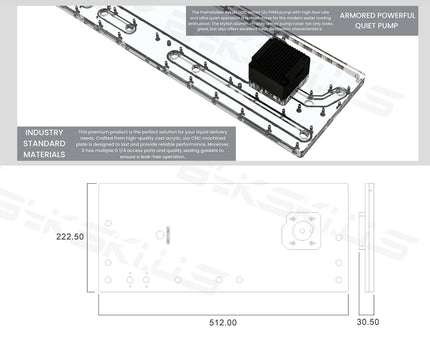 Bykski Distro Plate For Thermaltake Core P8 GT - PMMA w/ 5v Addressable RGB (RBW) (RGV-TT-P8-P-K) - DDC Pump With Armor