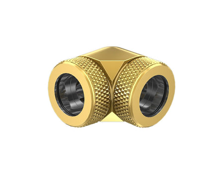 PrimoChill InterConnect SX Premium 90 Degree Elbow Adapter Fitting For 16MM Rigid Tubing (FA-9016) - Candy Gold