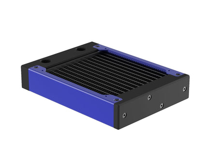 PrimoChill 120SL (30mm) EXIMO Modular Radiator, Black POM, 1x120mm, Single Fan (R-SL-BK12) Available in 20+ Colors, Assembled in USA and Custom Watercooling Loop Ready - True Blue