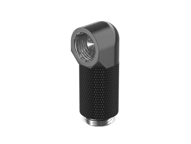 BSTOCK:PrimoChill Male to Female G 1/4in. 90 Degree SX Rotary 25mm Extension Elbow Fitting - Satin Black