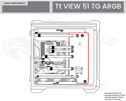 Bykski Distro Plate For Thermaltake VIEW 51 TG ARGB - PMMA w/ 5v Addressable RGB (RBW) (RGV-TT-V51-P-K) - DDC Pump With Armor