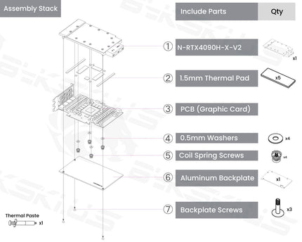 Bykski Metal/POM GPU Water Block and Backplate For NVIDIA GeForce 4090 AIC Reference (N-RTX4090H-X-V2)