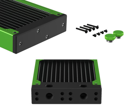 PrimoChill 120SL (30mm) EXIMO Modular Radiator, Black POM, 1x120mm, Single Fan (R-SL-BK12) Available in 20+ Colors, Assembled in USA and Custom Watercooling Loop Ready - Toxic Candy