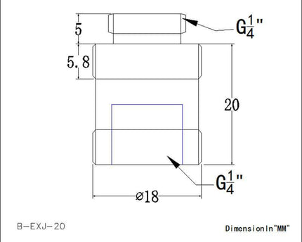 Bykski G 1/4in. Male/Female Extension Coupler - 20mm (B-EXJ-20) - Black