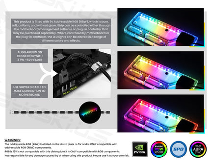 Bykski Distro Plate For COUGAR Panzer Evo - PMMA w/ 5v Addressable RGB(RBW) (RGV-CG-PanzerEvo-P-K) - DDC Pump With Armor