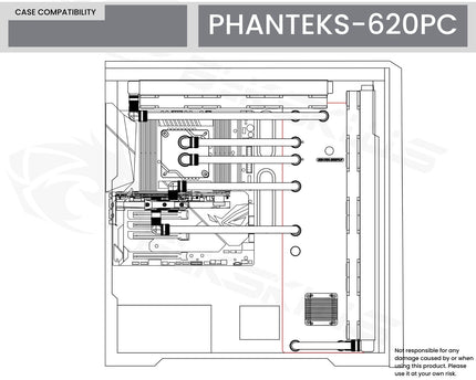 Bykski Distro Plate For PHANTEKS-620PC PMMA w/ 5v Addressable RGB(RBW) (RGV-PHA-620PC-P-K) - DDC Pump With Armor