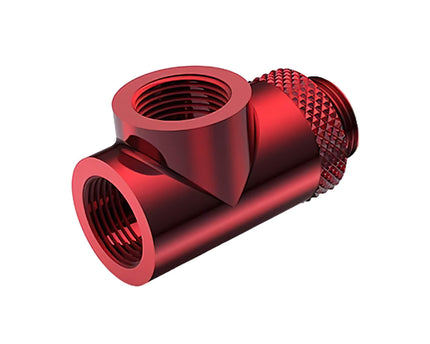 Bykski G 1/4in. Male to Dual Female 90 Degree Rotary T Adapter Fitting (CC-TE3DTSO-X-V2) - Red