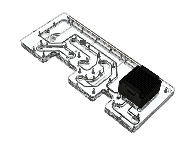 Bykski Distro Plate For COUGAR DUOFACE PRO - PMMA w/ 5v Addressable RGB(RBW) (RGV-CG-DP-P-K) - DDC Pump With Armor