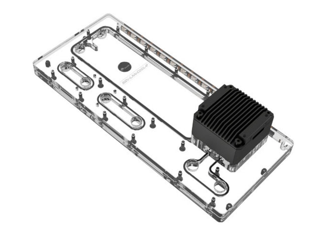 Bykski Distro Plate For LIAN LI Ghost Axe - PMMA w/ 5v Addressable RGB (RBW) (RGV-LAN-COOL-P-K) - DDC Pump With Armor