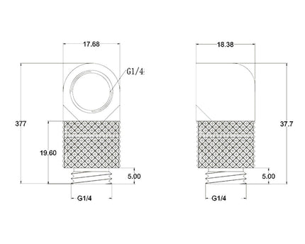 Bykski G 1/4in. Male to Female 90 Degree Rotary 15mm Extension Elbow Fitting (B-RD90-EXJ15) - Silver