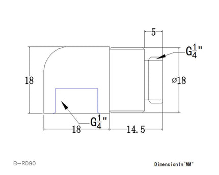 Bykski G 1/4in. Male to Female 90 Degree Rotary Elbow Fitting (B-RD90-X) - White