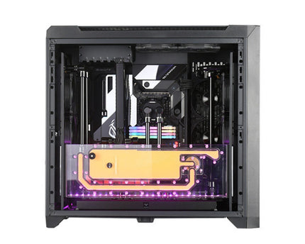 Bykski Dual Distro Plate For Thermaltake CTE C750 PMMA w/ 5v Addressable RGB(RBW) (RGV-TT-C750-A1-P-K) - DDC Pump With Armor