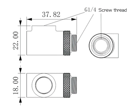 Bykski G 1/4in. Male to Dual Female 90 Degree Rotary T Adapter Fitting (CC-TE3DTSO-X-V2) - Silver