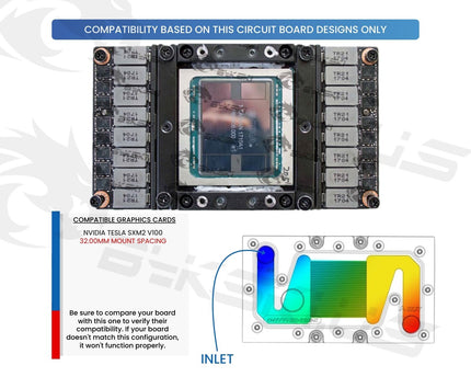 Bykski Full Coverage GPU Water Block for NVIDIA TESLA SXM2 V100 | 32.00mm Mount Spacing (N-NVV100-32G-X)