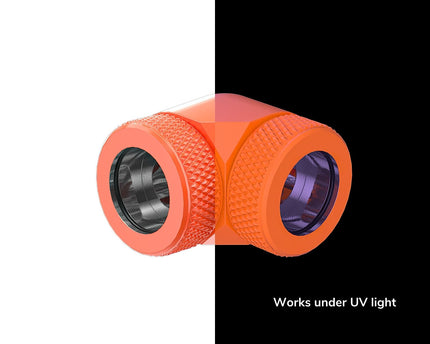 PrimoChill InterConnect SX Premium 90 Degree Elbow Adapter Fitting For 16MM Rigid Tubing (FA-9016) - UV Orange