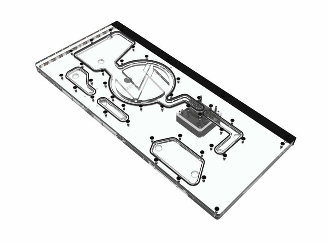 Bykski Distro Plate for Lian Li O11 Dynamic XL (Front Mount) - PMMA w/ 5v Addressable RGB(RBW) (RGV-LAN-O11XL-LI-P-K) - DDC Pump With Armor