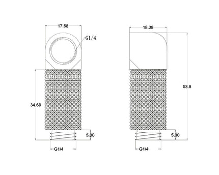 Bykski G 1/4in. Male to Female 90 Degree Rotary 30mm Extension Elbow Fitting (B-RD90-EXJ30) - Silver