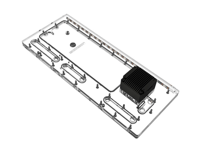 Bykski Distro Plate For Cooler Master HAF 700 EVO - PMMA w/ 5v Addressable RGB (RBW) (RGV-CM-H700EVO-P-K) - DDC Pump With Armor