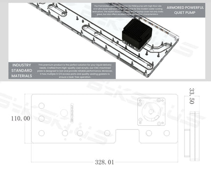 Bykski Distro Plate for Cougar DarkBlader - PMMA w/ 5v Addressable RGB (RBW) (RGV-CG-DB-G-P-K) - DDC Pump With Armor