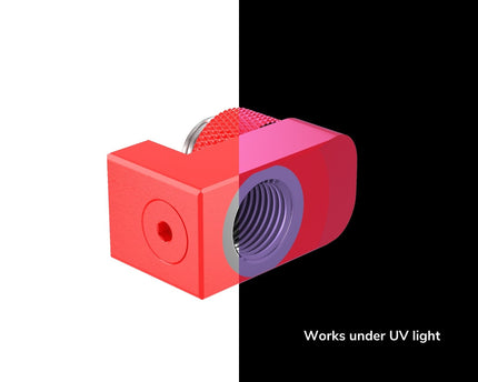 PrimoChill Male to Female G 1/4in. Supported Offset Rotary Fitting - UV Red