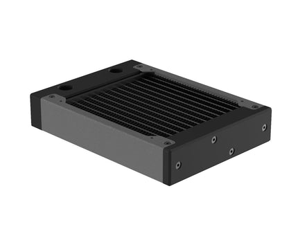 PrimoChill 120SL (30mm) EXIMO Modular Radiator, Black POM, 1x120mm, Single Fan (R-SL-BK12) Available in 20+ Colors, Assembled in USA and Custom Watercooling Loop Ready - TX Matte Gun Metal