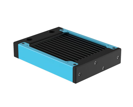 PrimoChill 120SL (30mm) EXIMO Modular Radiator, Black POM, 1x120mm, Single Fan (R-SL-BK12) Available in 20+ Colors, Assembled in USA and Custom Watercooling Loop Ready - Sky Blue