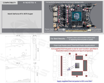 Bykski Full Coverage GPU Water Block and Backplate For Manli GeForce RTX 4070 Super (SELECT MODELS ONLY) (N-ML4070S-X)