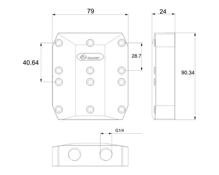 Bykski Dual GPU 40mm SLI/CF Connection Bridge Block for TC Blocks - (B-L3-2WAY-TC)