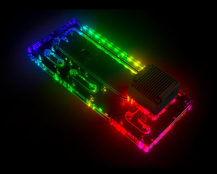 Bykski Distro Plate For MSI GUNGNIR 110R - PMMA w/ 5v Addressable RGB(RBW) (RGV-MSI-110R-P-K) - DDC Pump With Armor