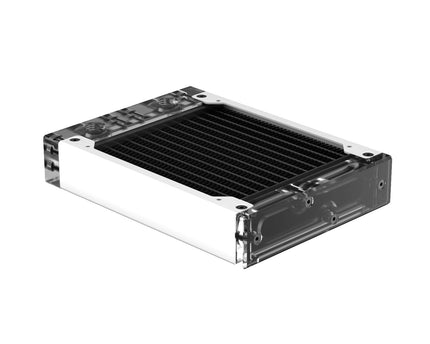 PrimoChill 120SL (30mm) EXIMO Modular Radiator, Clear Acrylic, 1x120mm, Single Fan (R-SL-A12) Available in 20+ Colors, Assembled in USA and Custom Watercooling Loop Ready - Sky White