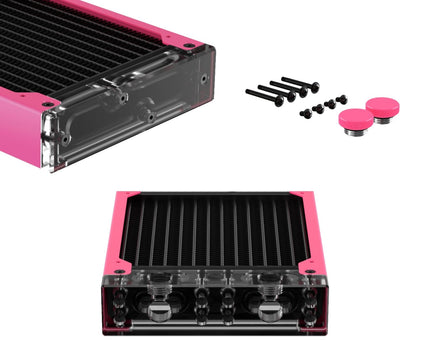 PrimoChill 120SL (30mm) EXIMO Modular Radiator, Clear Acrylic, 1x120mm, Single Fan (R-SL-A12) Available in 20+ Colors, Assembled in USA and Custom Watercooling Loop Ready - UV Pink