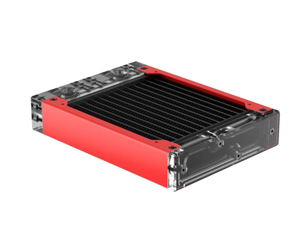 PrimoChill 120SL (30mm) EXIMO Modular Radiator, Clear Acrylic, 1x120mm, Single Fan (R-SL-A12) Available in 20+ Colors, Assembled in USA and Custom Watercooling Loop Ready - Razor Red