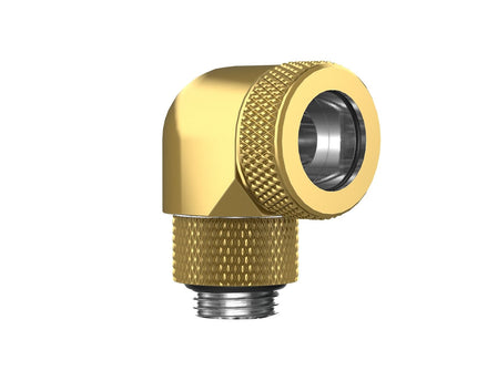 PrimoChill InterConnect SX Premium G1/4 to 90 Degree Adapter Fitting For 16MM Rigid Tubing (FA-G9016) - Candy Gold