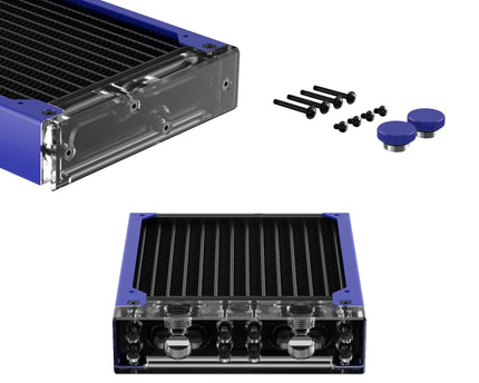 PrimoChill 120SL (30mm) EXIMO Modular Radiator, Clear Acrylic, 1x120mm, Single Fan (R-SL-A12) Available in 20+ Colors, Assembled in USA and Custom Watercooling Loop Ready - True Blue