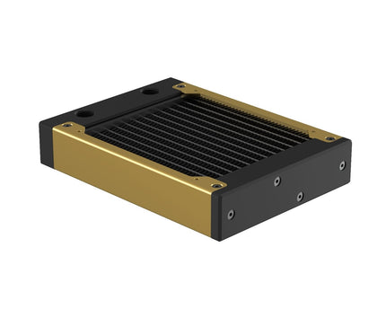 PrimoChill 120SL (30mm) EXIMO Modular Radiator, Black POM, 1x120mm, Single Fan (R-SL-BK12) Available in 20+ Colors, Assembled in USA and Custom Watercooling Loop Ready - Candy Gold