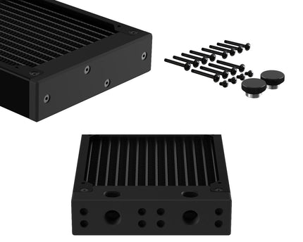 PrimoChill 360SL (30mm) EXIMO Modular Radiator, Black POM, 3x120mm, Triple Fan (R-SL-BK36) Available in 20+ Colors, Assembled in USA and Custom Watercooling Loop Ready - Satin Black