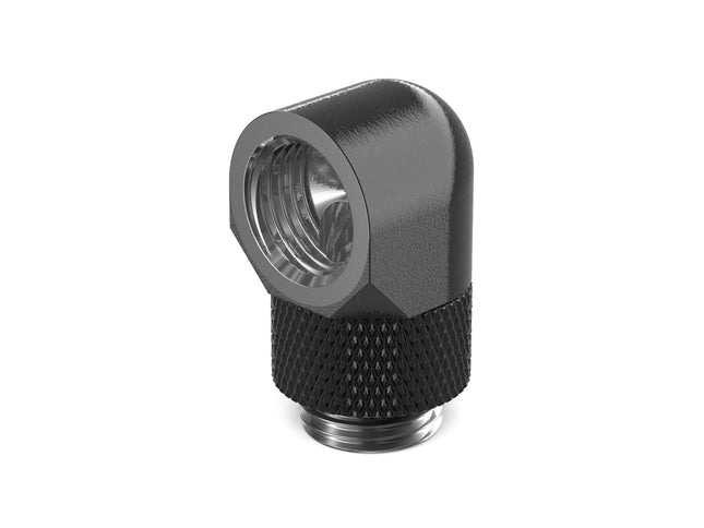 BSTOCK:PrimoChill Male to Female G 1/4in. 90 Degree SX Rotary Elbow Fitting - Satin Black