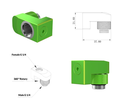 PrimoChill Male to Female G 1/4in. Supported Offset Rotary Fitting - Toxic Candy