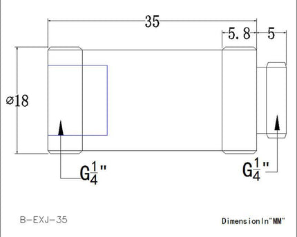 Bykski G 1/4in. Male/Female Extension Coupler - 35mm (B-EXJ-35) - Black